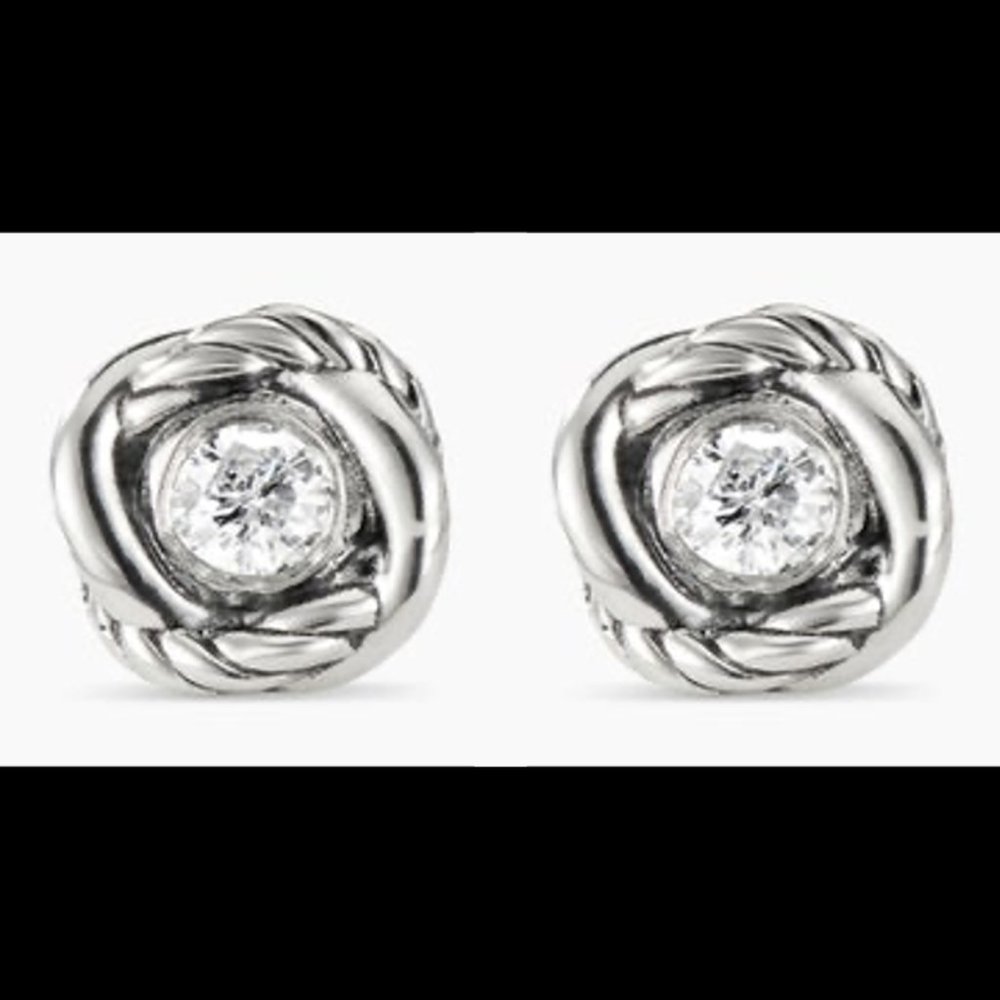 David Yurman Infinity Diamond Silver Stud Earrings